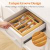 Lifewit Silverware Drawer Organizer, Utensil Tray for Kitchen, Flatware and Cutlery Holder, Storage for Spoons Forks Knives, 8.6 x 12.5″, Natural(9.9”W x 12.8”D)