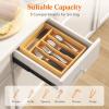 Lifewit Silverware Drawer Organizer, Utensil Tray for Kitchen, Flatware and Cutlery Holder, Storage for Spoons Forks Knives, 8.6 x 12.5″, Natural(9.9”W x 12.8”D)
