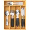 Lifewit Silverware Drawer Organizer, Utensil Tray for Kitchen, Flatware and Cutlery Holder, Storage for Spoons Forks Knives, 8.6 x 12.5″, Natural(8.6”W x 12.5”D)