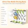 Lifewit Baby Bottle Drying Rack with 10 Hooks, Vertical Rack Dryer with Removable Pacifiers Box, Drip Tray, Space Saving Countertop Holder Organizer for Weighted Straws, Pump Parts(without Drain Mat)