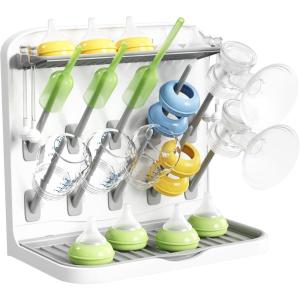 Lifewit Baby Bottle Drying Rack with 10 Hooks, Vertical Rack Dryer with Removable Pacifiers Box, Drip Tray, Space Saving Countertop Holder Organizer for Weighted Straws, Pump Parts(without Drain Mat)