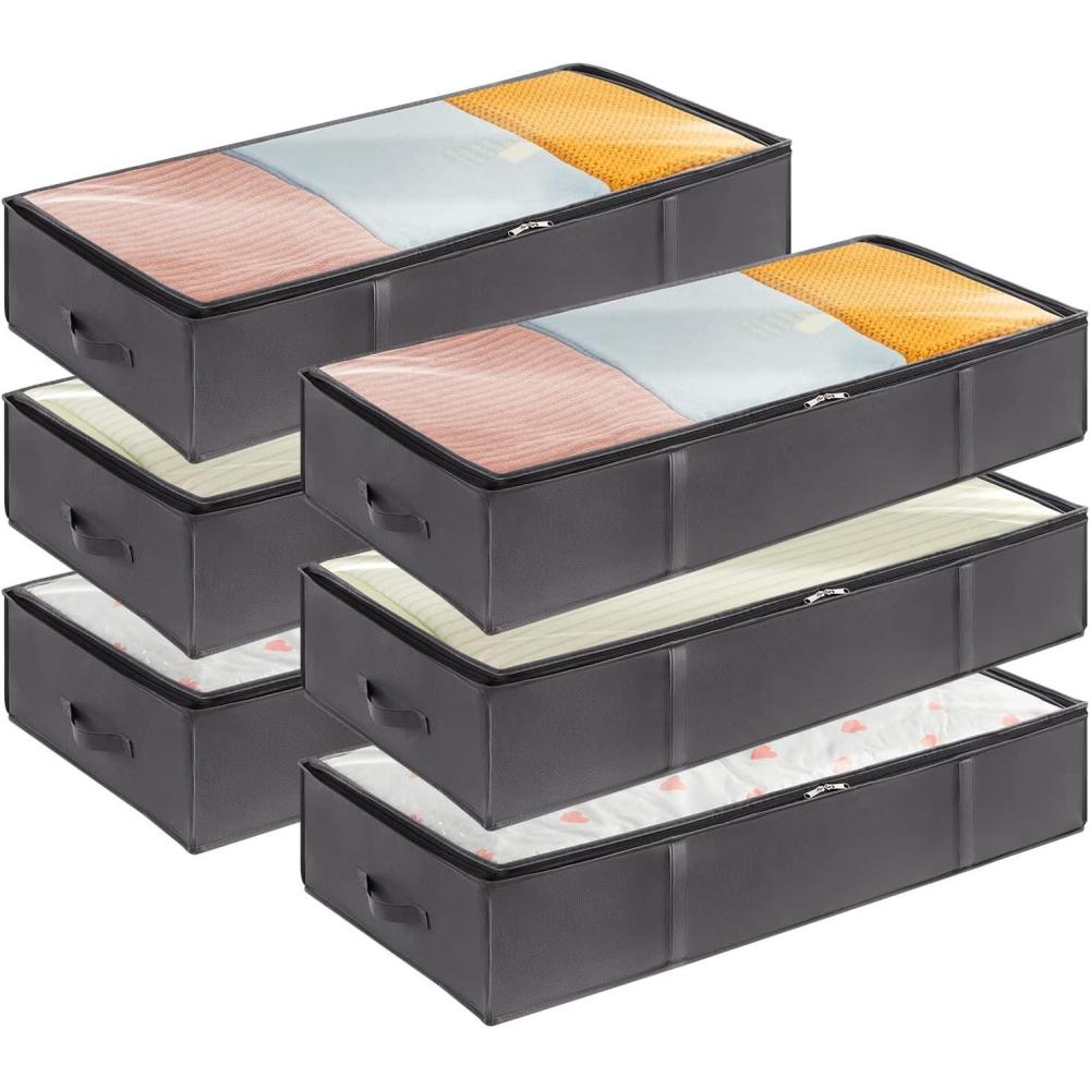 image:imageLifewit 90L 4 Pack Under Bed Storage Containers Large Capacity Blanket Storage Bags with Reinforced Handle Organization and Storage for Comforters Sheets Clothes Bedroom College Dorm Grey6