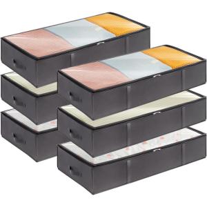 Lifewit 90L 4 Pack Under Bed Storage Containers, Large Capacity Blanket Storage Bags with Reinforced Handle, Organization and Storage for Comforters, Sheets, Clothes, Bedroom, College Dorm, Grey(6)
