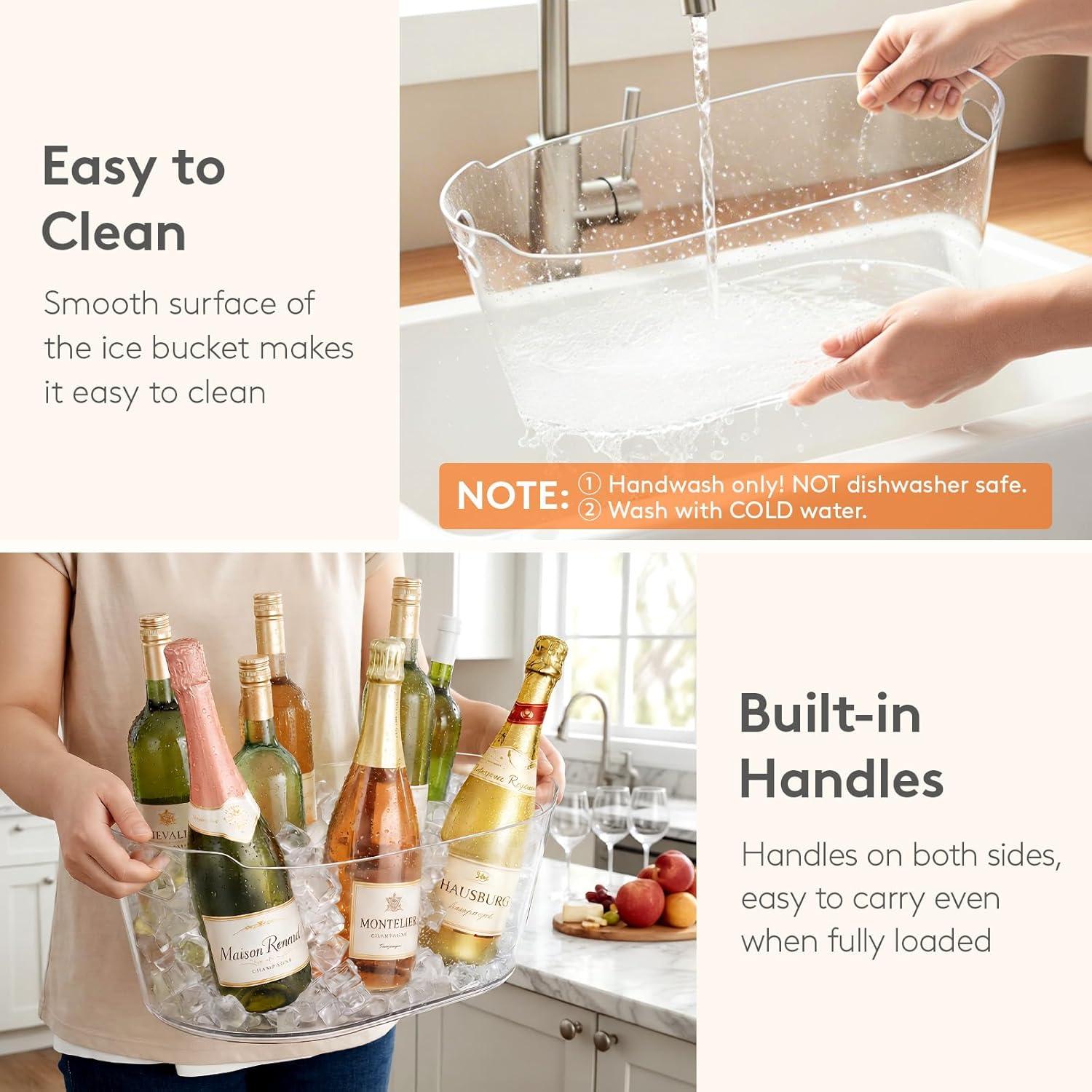 image:imageLifewit 115L Ice Bucket for Parties 2 Pcs Large Plastic Drink Cooler for Champagne Wine Beer Clear Beverage Tub for Mimosa amp Cocktail Bar Portable Chiller for Party Hosting amp Serving1
