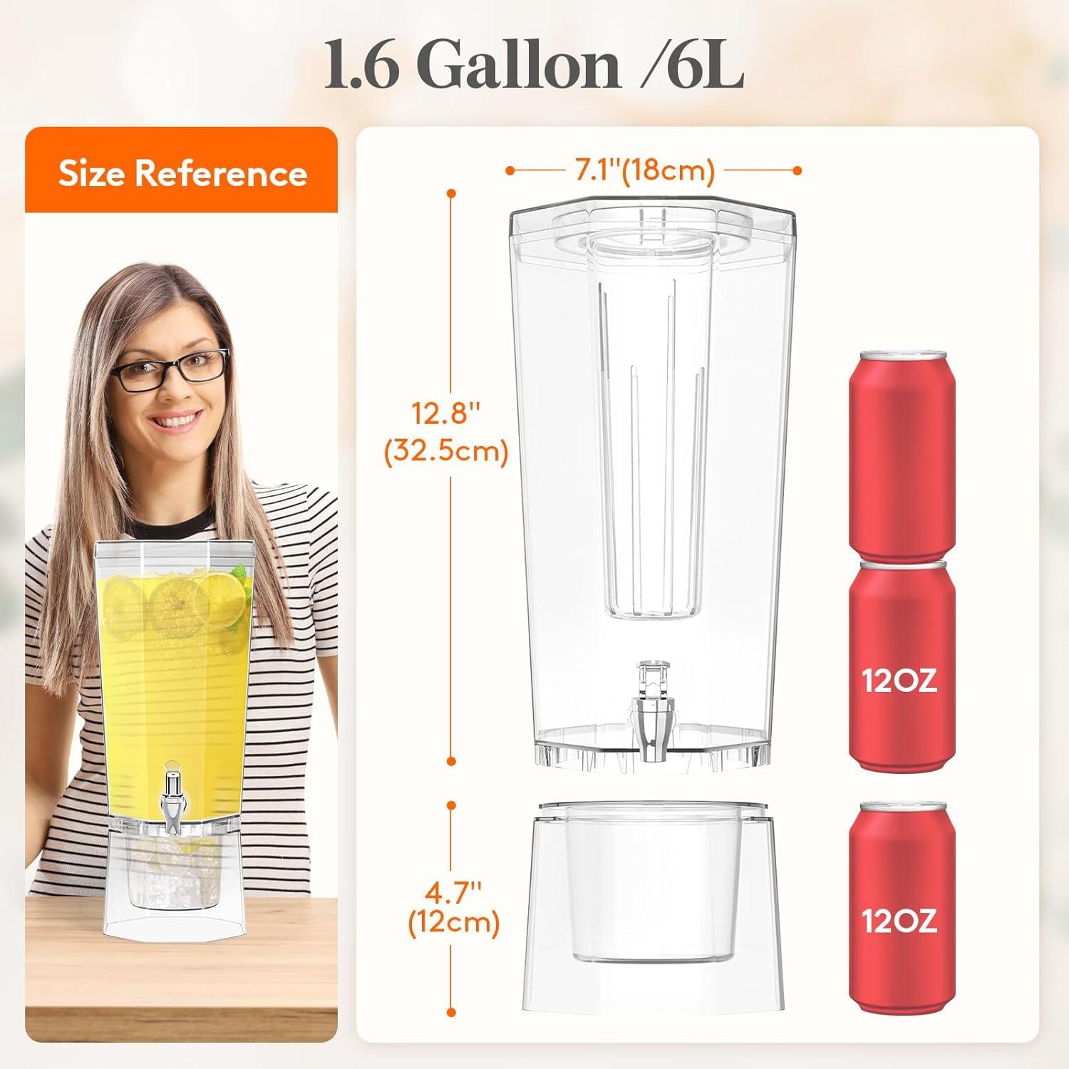 image:imageLifewit 16 Gallon Drink Dispenser for Parties 2 Pcs Large Plastic Beverage Container for JuiceTeaSoda with Stand amp Ice Core Clear Lemonade Dispenser with Spigot BPA Free Water Pitcher for Fridge2