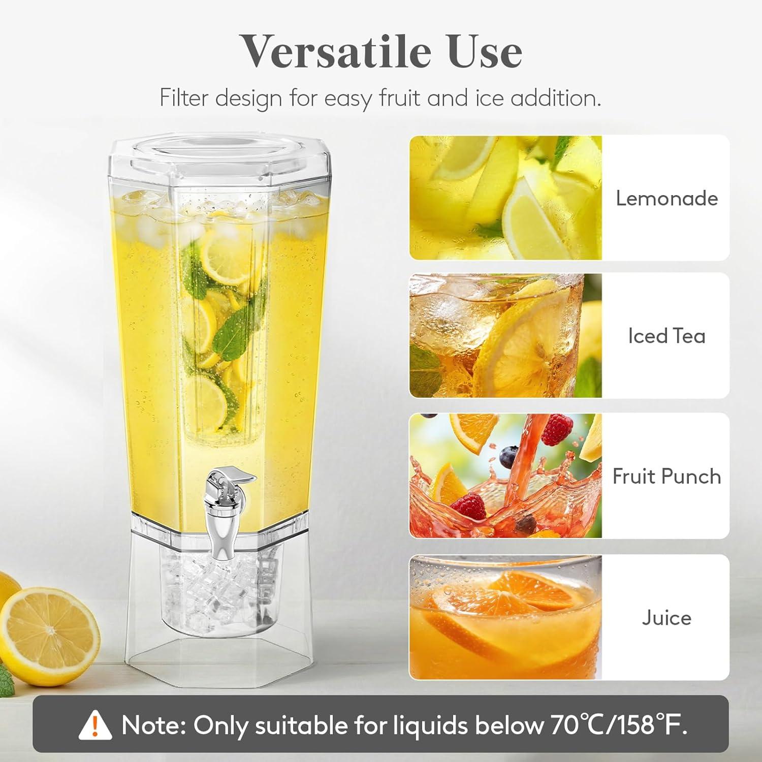 image:imageLifewit 16 Gallon Drink Dispenser for Parties 2 Pcs Large Plastic Beverage Container for JuiceTeaSoda with Stand amp Ice Core Clear Lemonade Dispenser with Spigot BPA Free Water Pitcher for Fridge2
