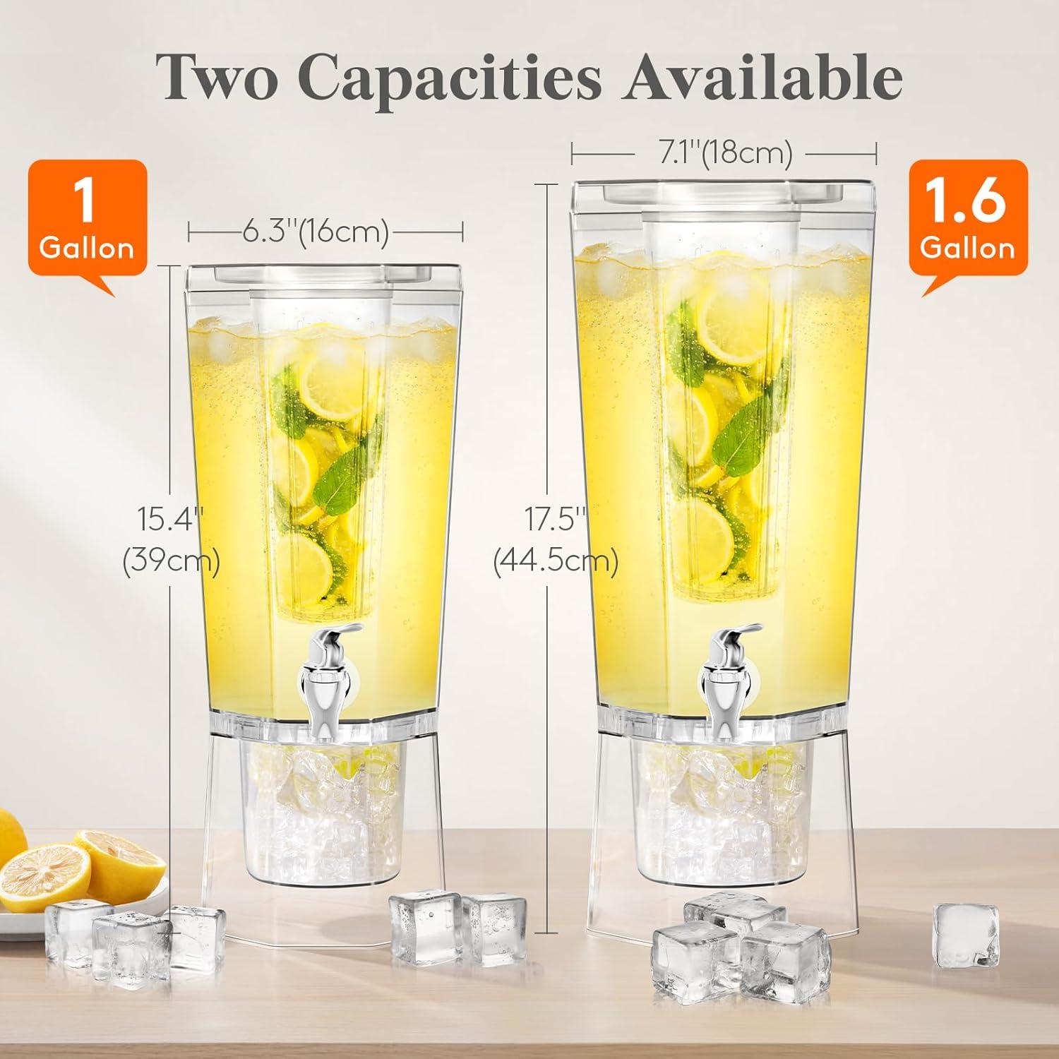 image:imageLifewit 16 Gallon Drink Dispenser for Parties 2 Pcs Large Plastic Beverage Container for JuiceTeaSoda with Stand amp Ice Core Clear Lemonade Dispenser with Spigot BPA Free Water Pitcher for Fridge2