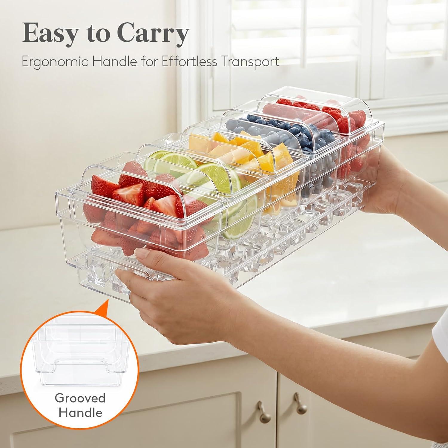 image:imageLifewit Chilled Condiment Containers with Lids Plastic Taco Bar Serving Set for Party with 5 Containers Ice Garnish Tray for Mimosa Bar Supplies Clear Serving Platter for Fruit Salad Snack2