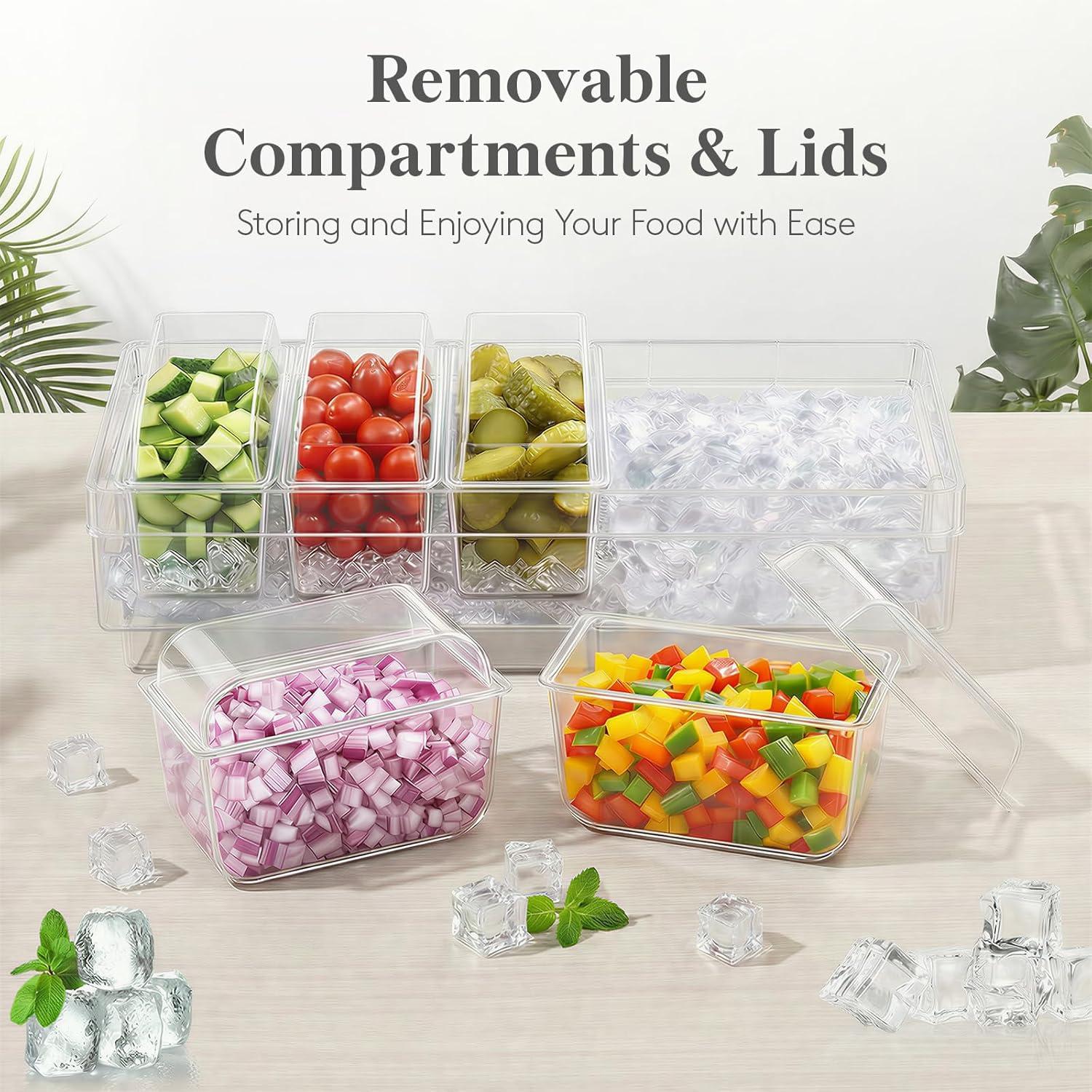image:imageLifewit Chilled Condiment Containers with Lids Plastic Taco Bar Serving Set for Party with 5 Containers Ice Garnish Tray for Mimosa Bar Supplies Clear Serving Platter for Fruit Salad Snack1