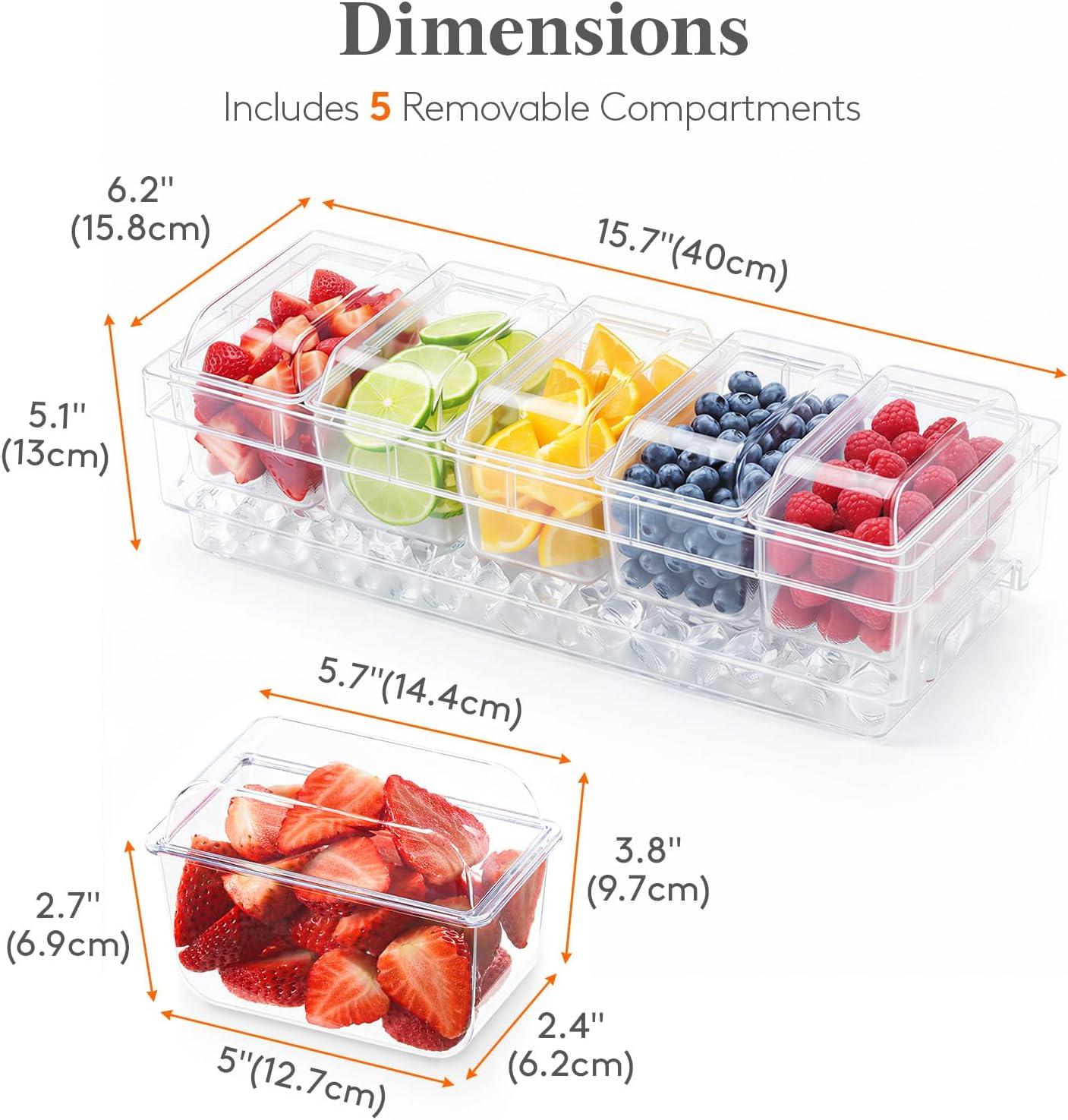 image:imageLifewit Chilled Condiment Containers with Lids Plastic Taco Bar Serving Set for Party with 5 Containers Ice Garnish Tray for Mimosa Bar Supplies Clear Serving Platter for Fruit Salad Snack1