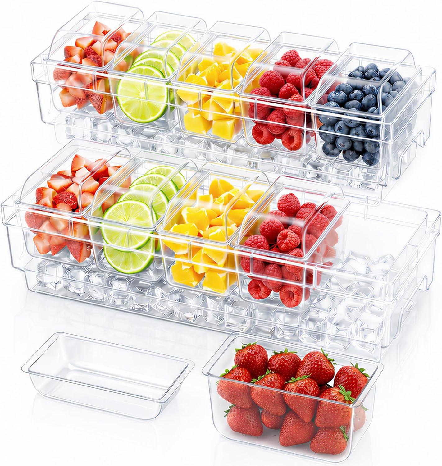 image:imageLifewit Chilled Condiment Containers with Lids Plastic Taco Bar Serving Set for Party with 5 Containers Ice Garnish Tray for Mimosa Bar Supplies Clear Serving Platter for Fruit Salad Snack2