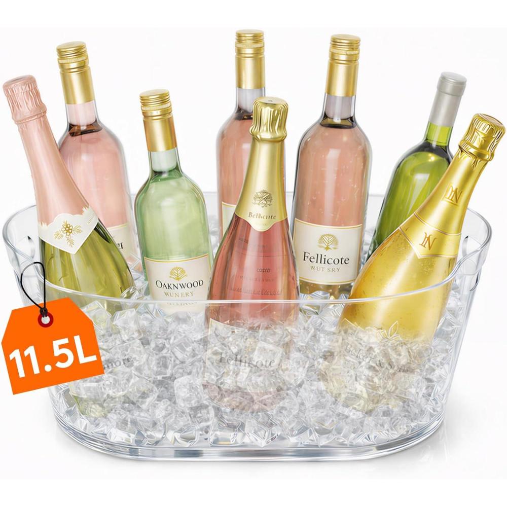 image:imageLifewit 115L Ice Bucket for Parties 2 Pcs Large Plastic Drink Cooler for Champagne Wine Beer Clear Beverage Tub for Mimosa amp Cocktail Bar Portable Chiller for Party Hosting amp Serving1