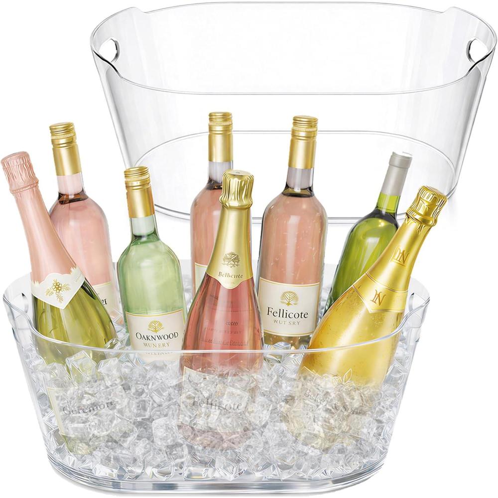 image:imageLifewit 115L Ice Bucket for Parties 2 Pcs Large Plastic Drink Cooler for Champagne Wine Beer Clear Beverage Tub for Mimosa amp Cocktail Bar Portable Chiller for Party Hosting amp Serving2