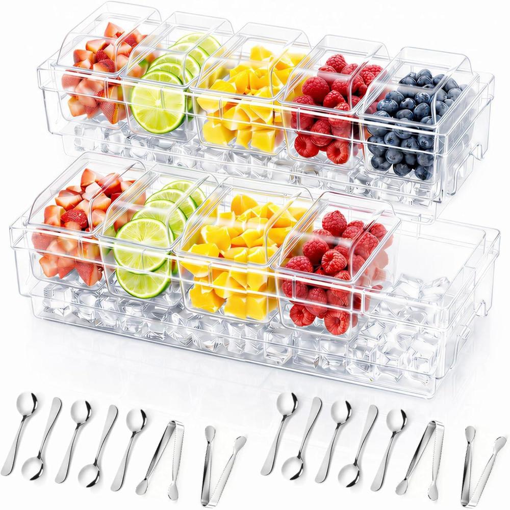 image:imageLifewit Chilled Condiment Containers with Lids Plastic Taco Bar Serving Set for Party with 5 Containers Ice Garnish Tray for Mimosa Bar Supplies Clear Serving Platter for Fruit Salad Snack2