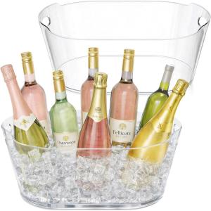 Lifewit 11.5L Ice Bucket for Parties 2 Pcs, Large Plastic Drink Cooler for Champagne Wine, Beer, Clear Beverage Tub for Mimosa & Cocktail Bar, Portable Chiller for Party Hosting & Serving(2)