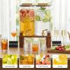 Lifewit 1.5 Gallon Drink Dispenser for Parties 2 Pcs, Glass Beverage Container with Wood Stand for Juice/Tea/Soda & Lemonade, Large Water Pitcher with Spigot for Mimosa Bar, Party Hosting