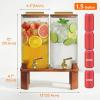Lifewit 1.5 Gallon Drink Dispenser for Parties 2 Pcs, Glass Beverage Container with Wood Stand for Juice/Tea/Soda & Lemonade, Large Water Pitcher with Spigot for Mimosa Bar, Party Hosting