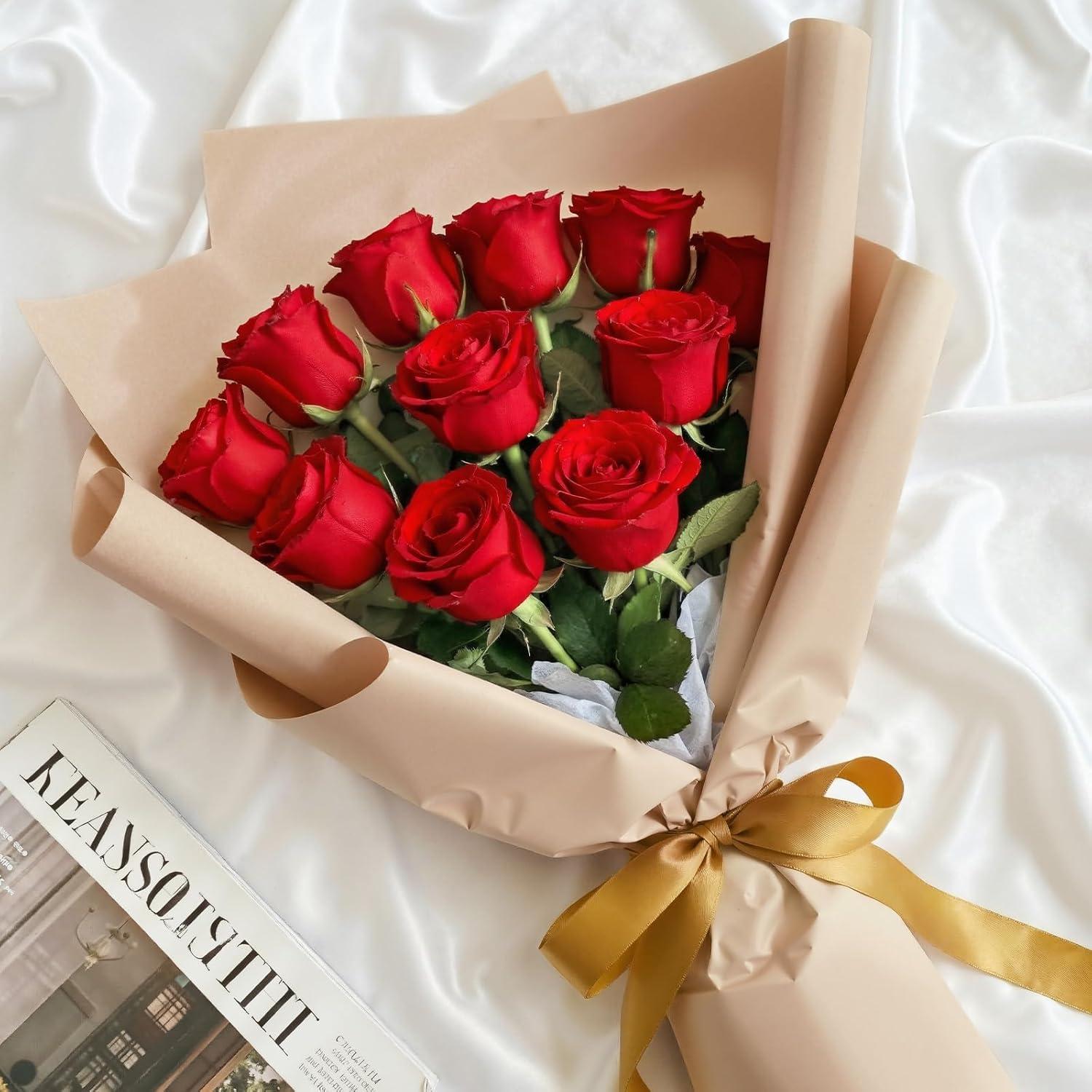image:imageLifewit 12 Pcs White Artificial Roses Flowers in Bulk Fake Long Stem Silk Roses for DIY Wedding Bouquets Centerpieces Arrangements Valentine DecorationsRed