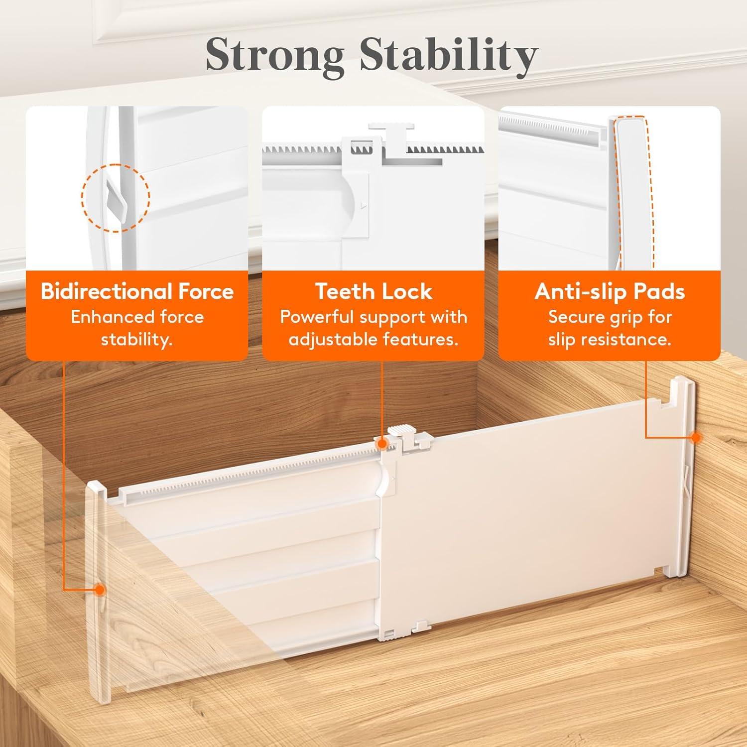 image:imageLifewit 6 Tall 5 Pack Drawer Dividers 3047cm115185 Expandable Drawer Divider for Clothes Adjustable Dresser Drawer Organizers Drawers Separators for DresserBathroomClosetKitchen White5