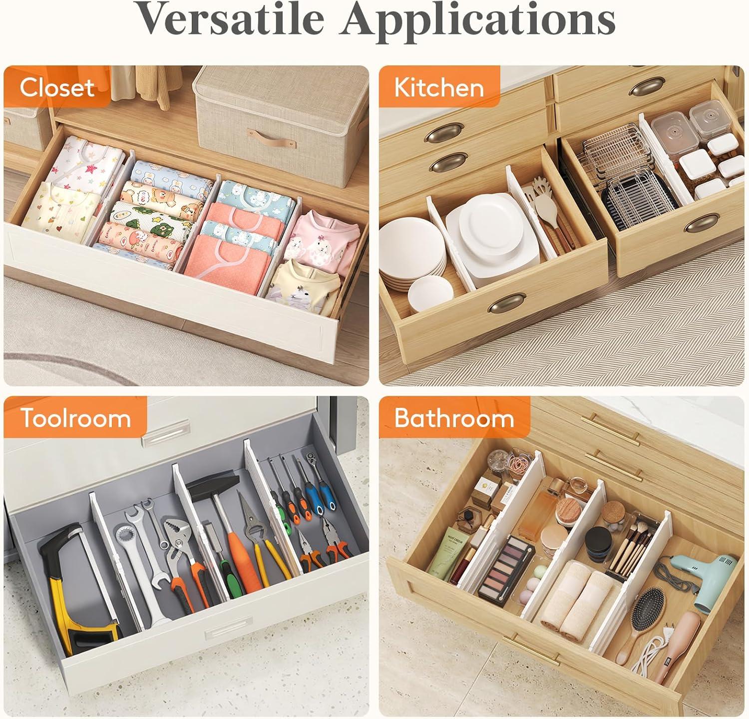 image:imageLifewit 6 Tall 5 Pack Drawer Dividers 3047cm115185 Expandable Drawer Divider for Clothes Adjustable Dresser Drawer Organizers Drawers Separators for DresserBathroomClosetKitchen White9