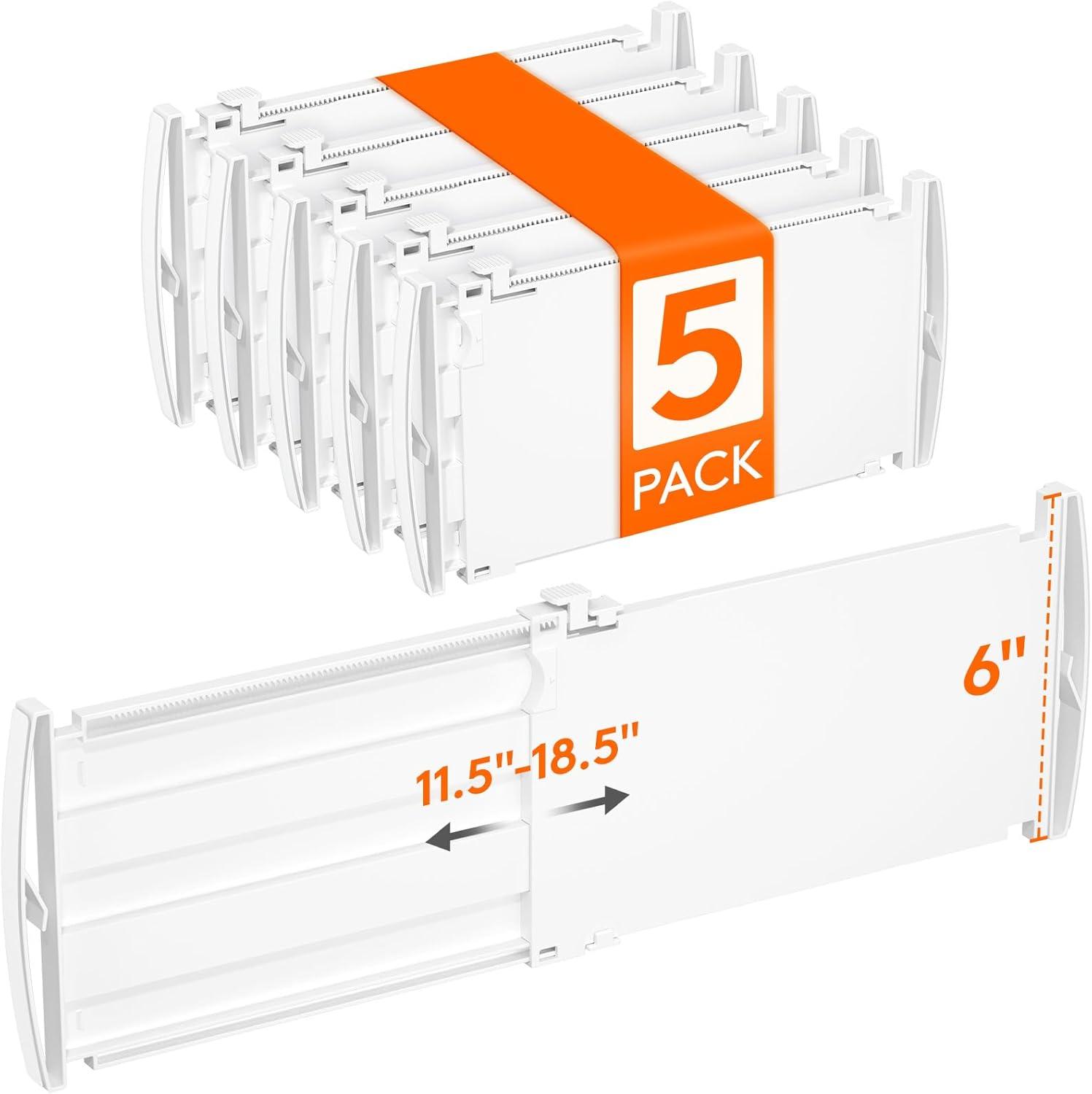 image:imageLifewit 6 Tall 5 Pack Drawer Dividers 3047cm115185 Expandable Drawer Divider for Clothes Adjustable Dresser Drawer Organizers Drawers Separators for DresserBathroomClosetKitchen White5