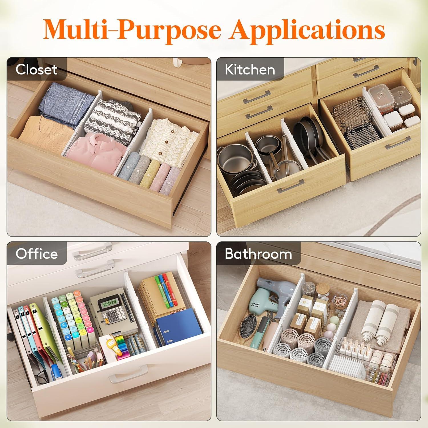 image:imageLifewit 6 Tall 5 Pack Drawer Dividers 3047cm115185 Expandable Drawer Divider for Clothes Adjustable Dresser Drawer Organizers Drawers Separators for DresserBathroomClosetKitchen White8