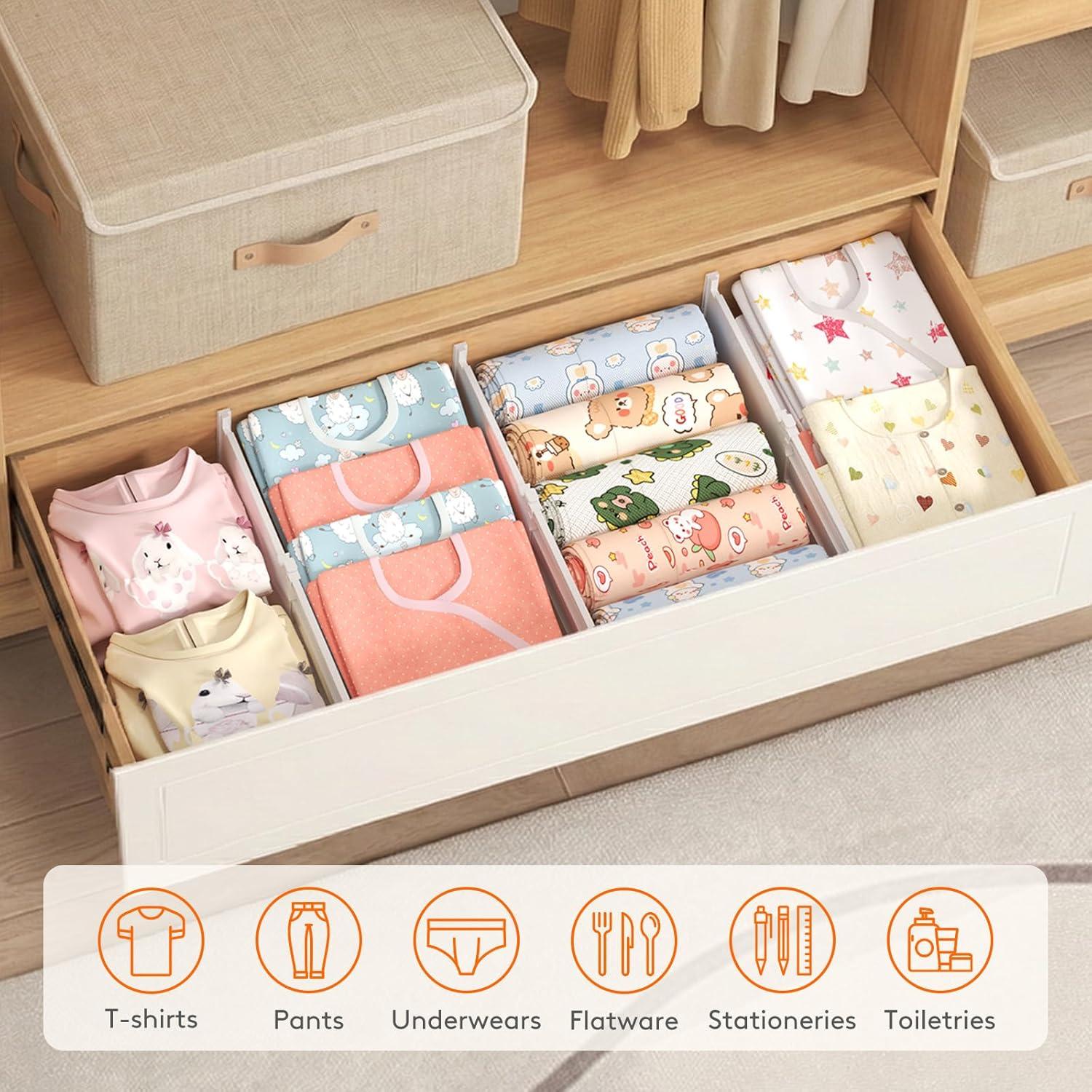 image:imageLifewit 6 Tall 5 Pack Drawer Dividers 3047cm115185 Expandable Drawer Divider for Clothes Adjustable Dresser Drawer Organizers Drawers Separators for DresserBathroomClosetKitchen White9