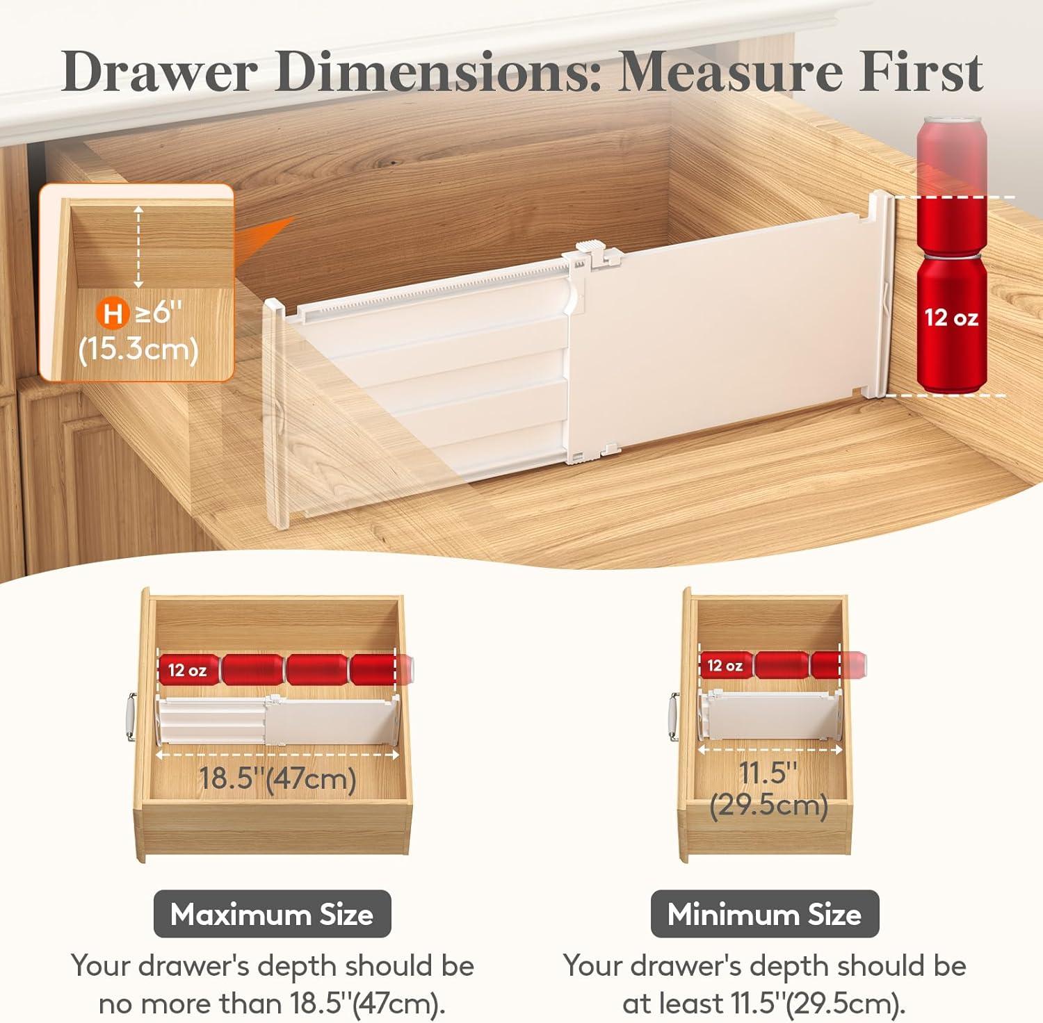 image:imageLifewit 6 Tall 5 Pack Drawer Dividers 3047cm115185 Expandable Drawer Divider for Clothes Adjustable Dresser Drawer Organizers Drawers Separators for DresserBathroomClosetKitchen White9