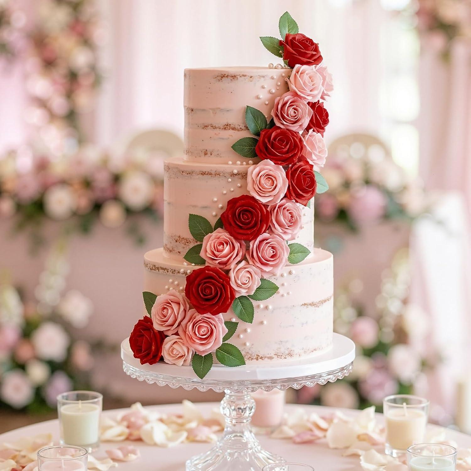 image:imageLifewit Artificial Flowers 25 Pcs Dark Red Foam Real Looking Roses with Stems Fake Roses for DIY Wedding Bouquets Centerpieces Arrangements Valentine DecorationsBlush