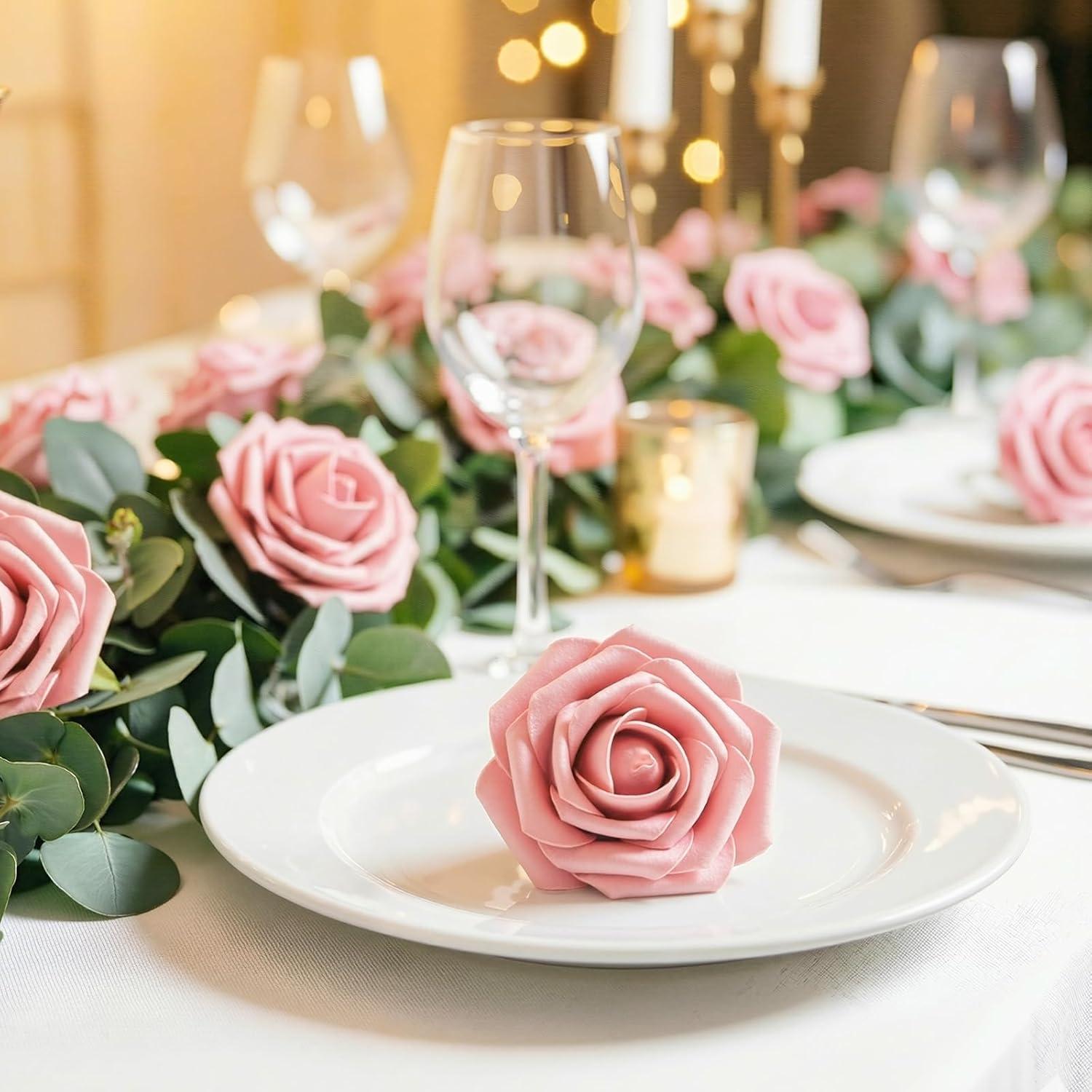 image:imageLifewit Artificial Flowers 25 Pcs Dark Red Foam Real Looking Roses with Stems Fake Roses for DIY Wedding Bouquets Centerpieces Arrangements Valentine DecorationsBlush