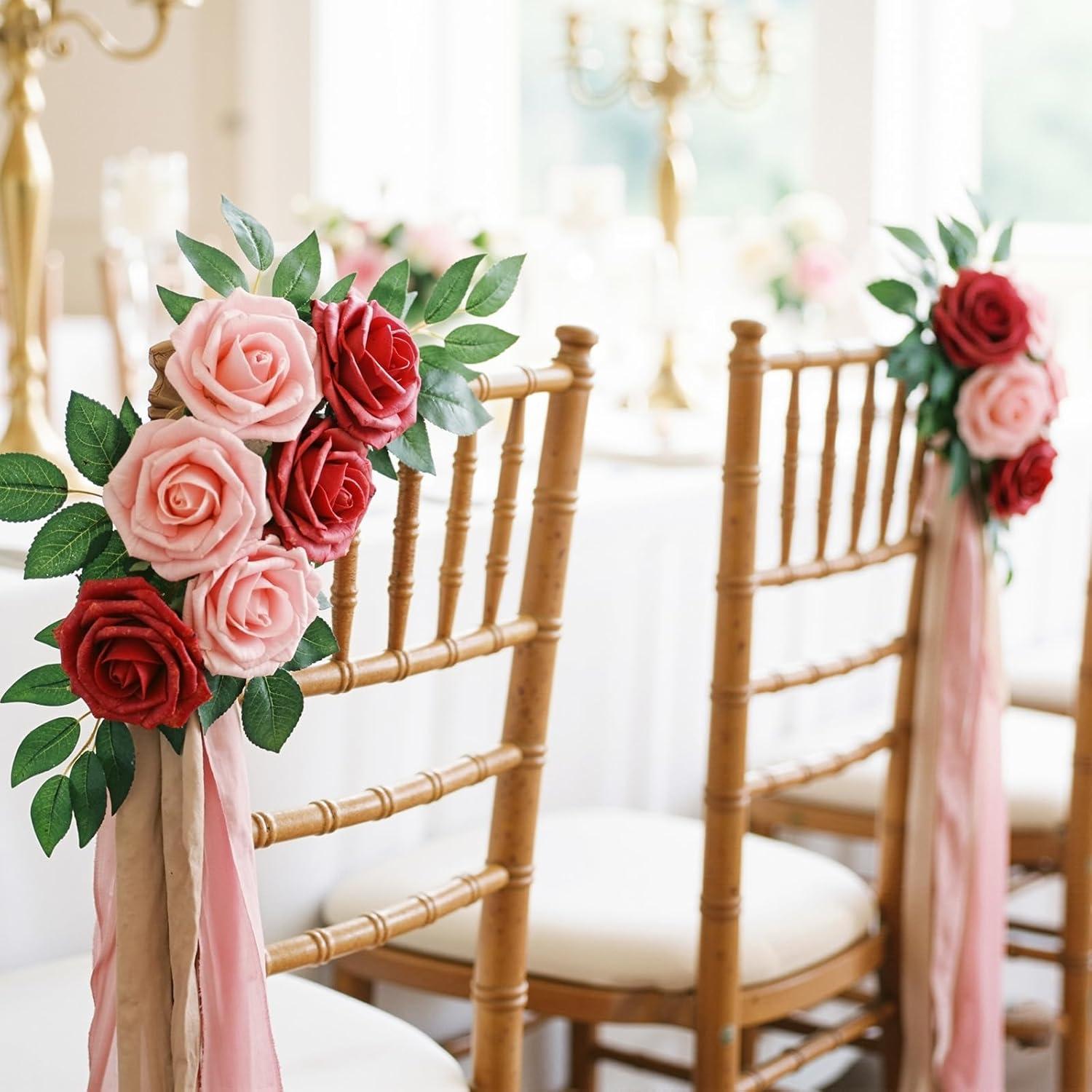 image:imageLifewit Artificial Flowers 25 Pcs Dark Red Foam Real Looking Roses with Stems Fake Roses for DIY Wedding Bouquets Centerpieces Arrangements Valentine DecorationsBlush