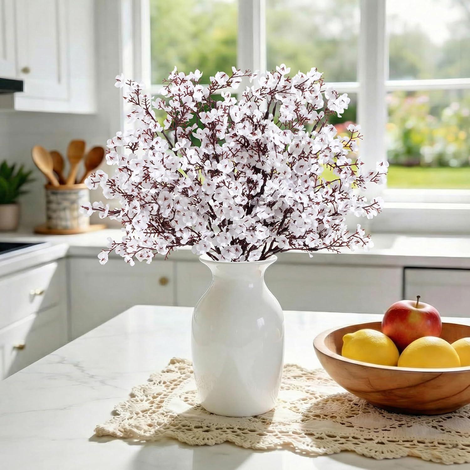 image:imageLifewit Babys Breath Artificial Flowers Silk Gypsophila Faux Floral Stems for Wedding Bouquets Home Decor Centerpieces DIY Arrangements Farmhouse amp Party Decorations Beige Brown 6 BundlesWhite