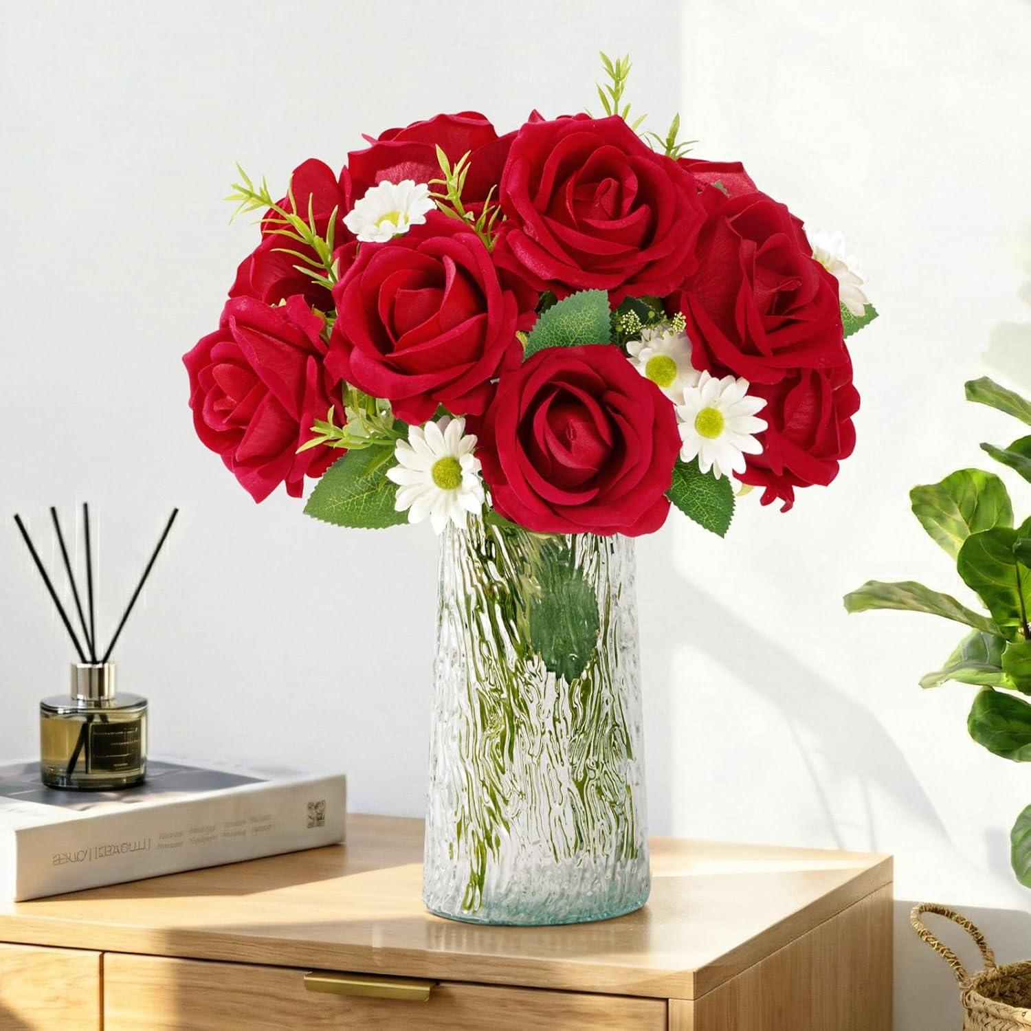image:imageLifewit Classic Red Artificial Roses Flowers Faux Long Stem Silk Roses Bulky for DIY Wedding Bouquets Decoration Centerpieces Arrangements Velentine12 PcsRed