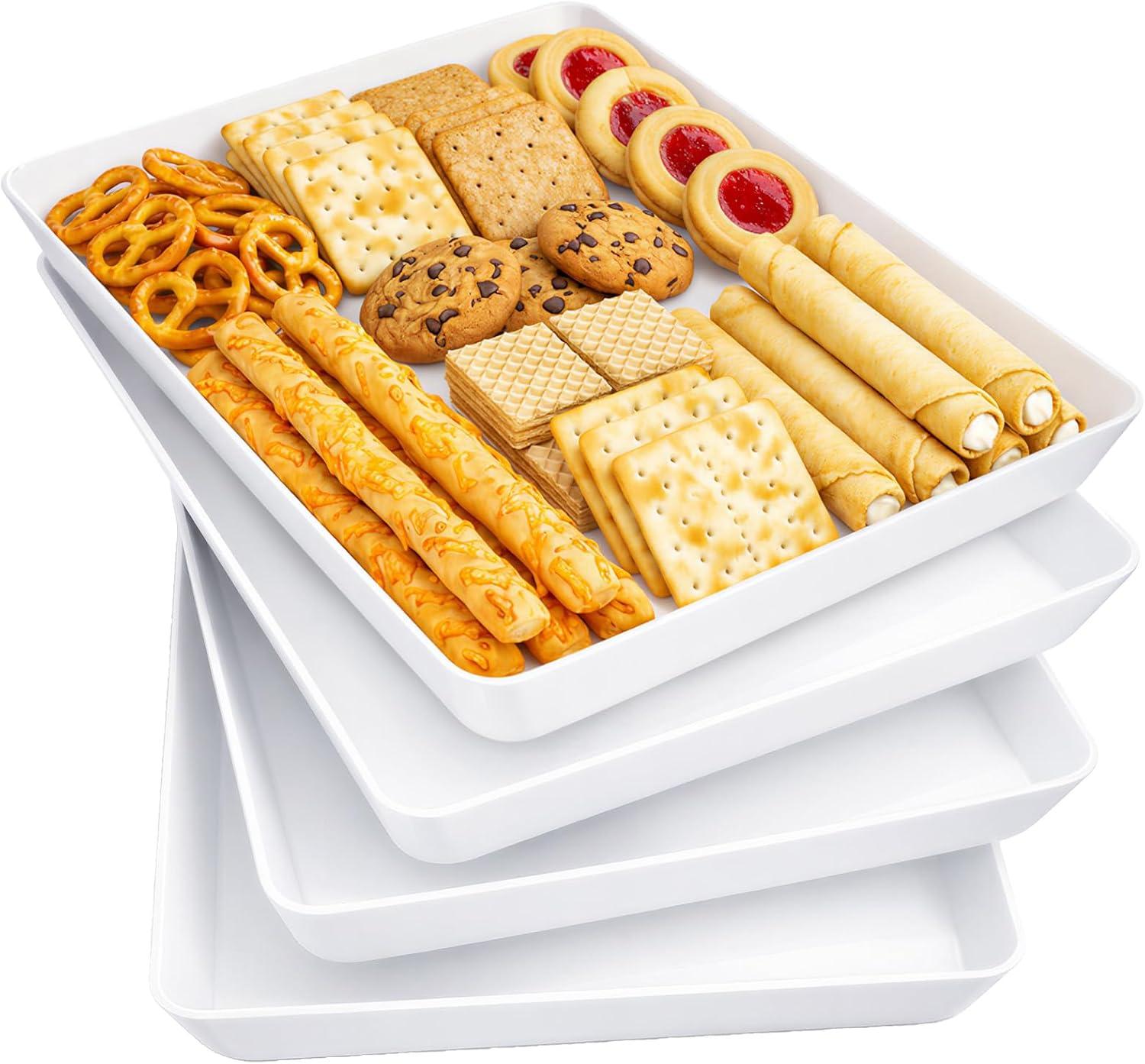 image:imageLifewit Extra Large Plastic Serving Trays 16 x 12 Reusable Food Serving Platters White Catering Trays for Parties Buffet Snacks Fruit Appetizers amp Charcuterie BPAFree Set of 44