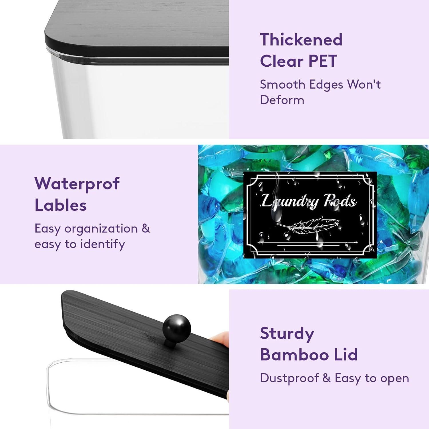 image:imageLifewit Laundry Pods Container with Lid Dryer Sheet Holder Room Organization Storage for Coffee Pods Kcup Washing Powder Scent Booster Beads 2600 2000ml05307galNatural3 PcsBlack