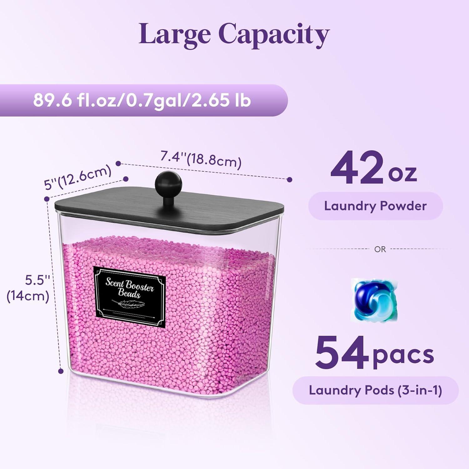 image:imageLifewit Laundry Pods Container with Lid Dryer Sheet Holder Room Organization Storage for Coffee Pods Kcup Washing Powder Scent Booster Beads 2600 2000ml05307galNatural3 PcsBlack
