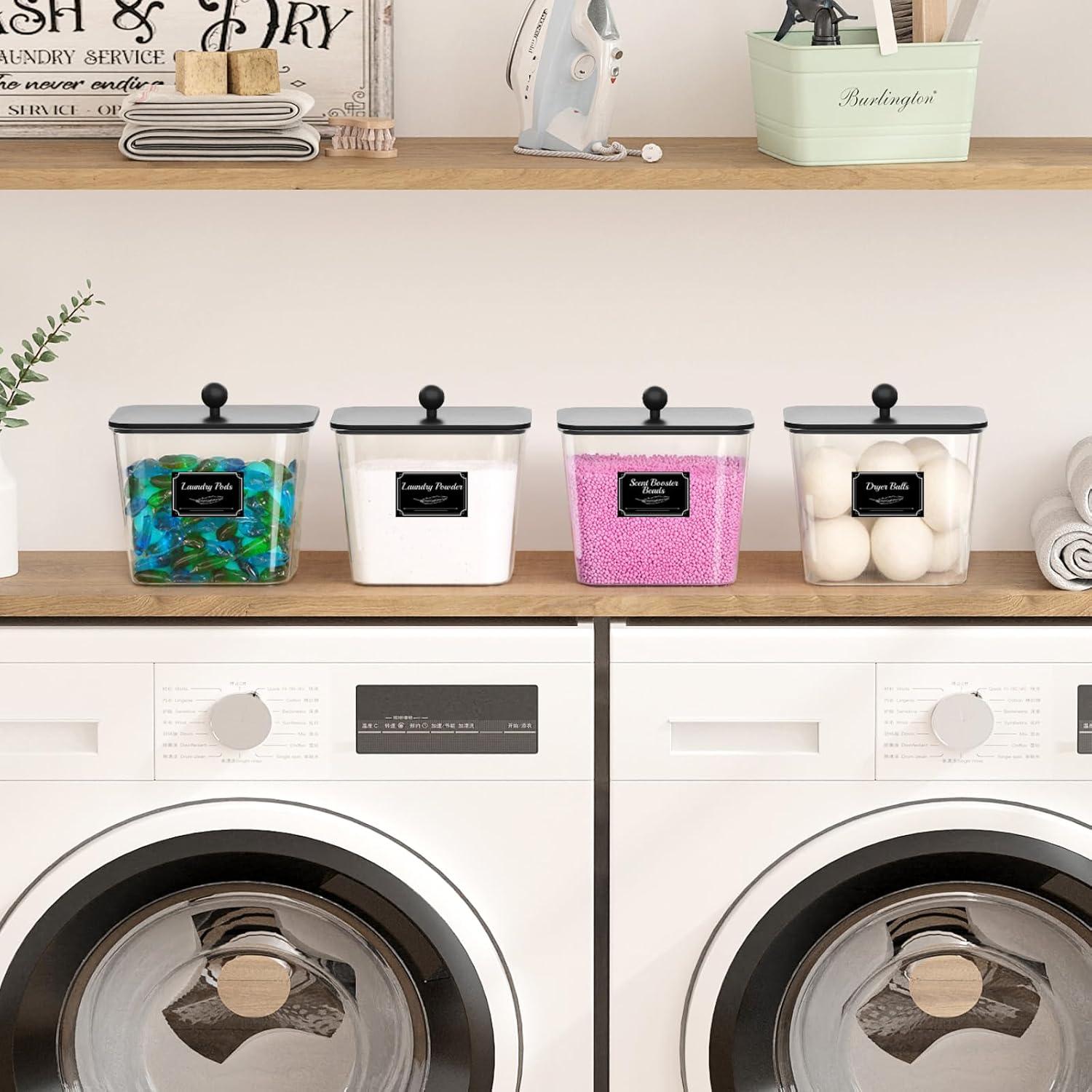 image:imageLifewit Laundry Pods Container with Lid Dryer Sheet Holder Room Organization Storage for Coffee Pods Kcup Washing Powder Scent Booster Beads 2600 2000ml05307galNatural3 PcsBlack