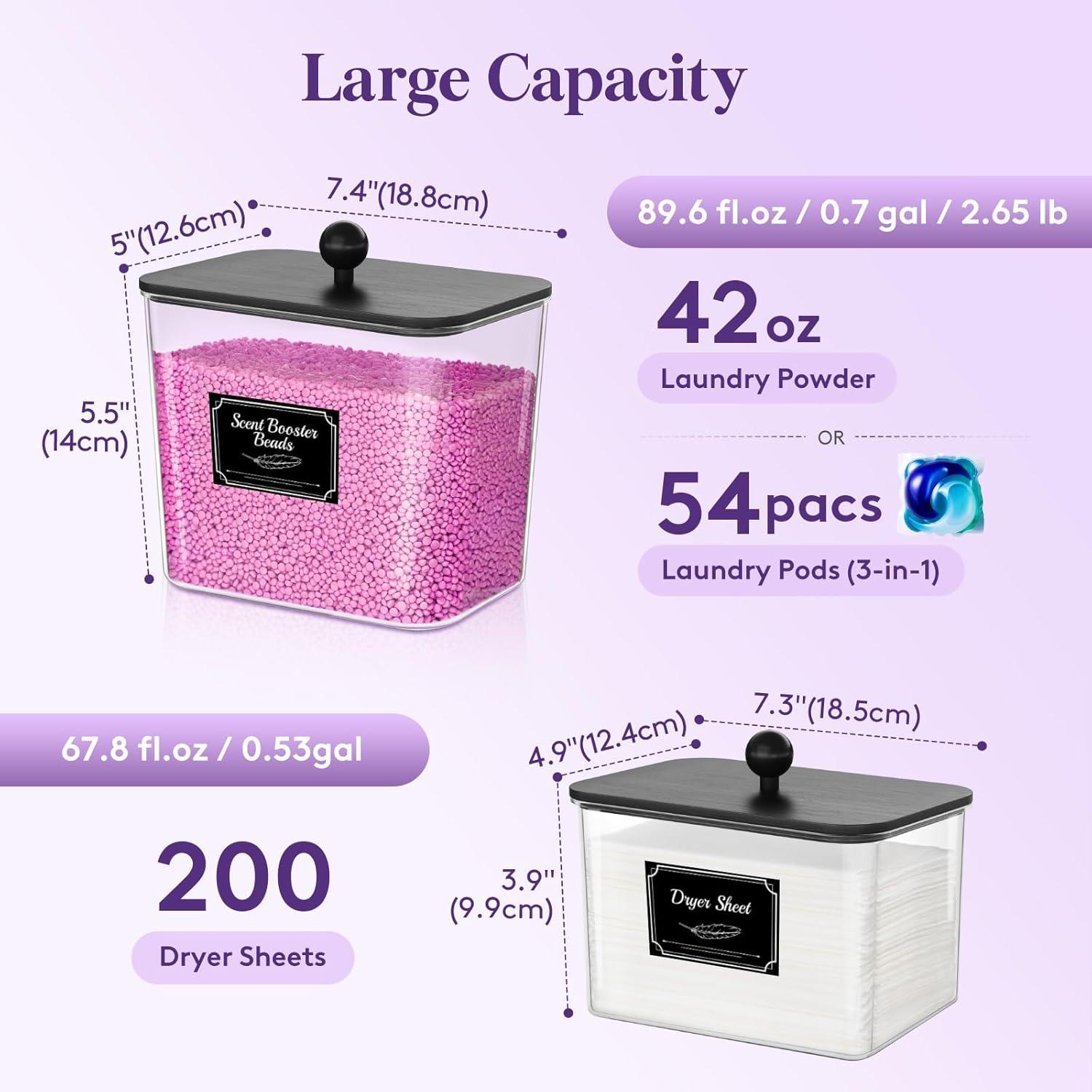 image:imageLifewit Laundry Pods Container with Lid Dryer Sheet Holder Room Organization Storage for Coffee Pods Kcup Washing Powder Scent Booster Beads 2600 2000ml05307galNatural3 PcsBlack