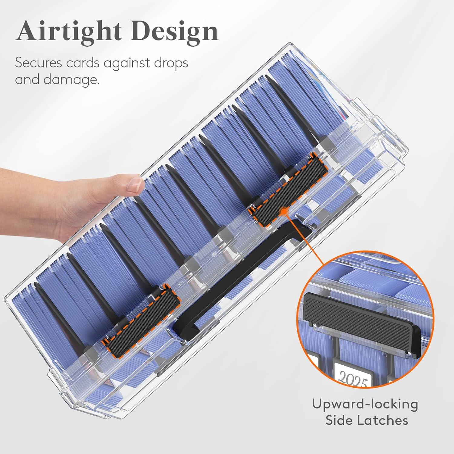 image:imageLifewit Trading Card Storage Index Card Holder Reinforced Latch Box with 8 Adjustable Dividers Writable Labels Stackable Case Fit for MTG Sports Cards up to 900 Unsleeve180 with Toploader 2 PCS6