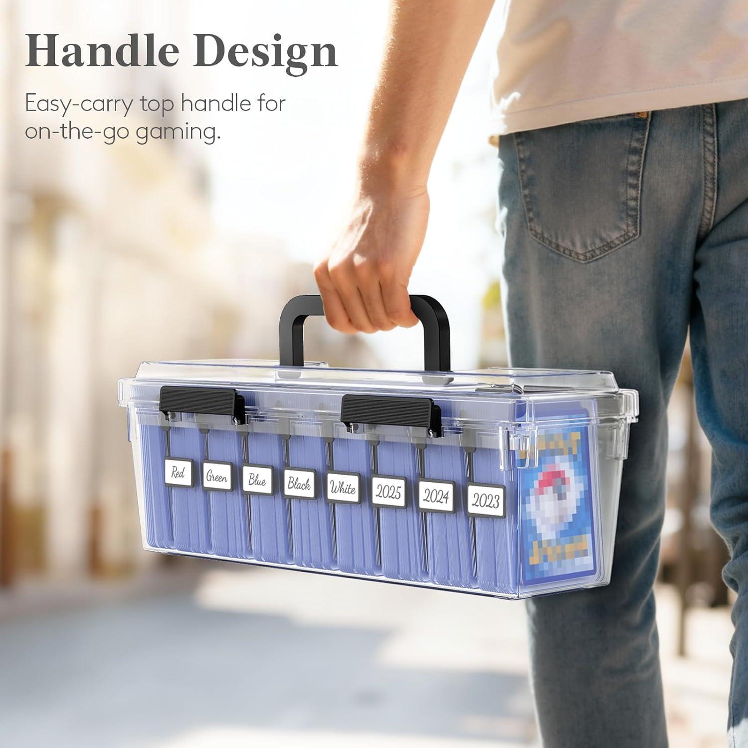 image:imageLifewit Trading Card Storage Index Card Holder Reinforced Latch Box with 8 Adjustable Dividers Writable Labels Stackable Case Fit for MTG Sports Cards up to 900 Unsleeve180 with Toploader 2 PCS6