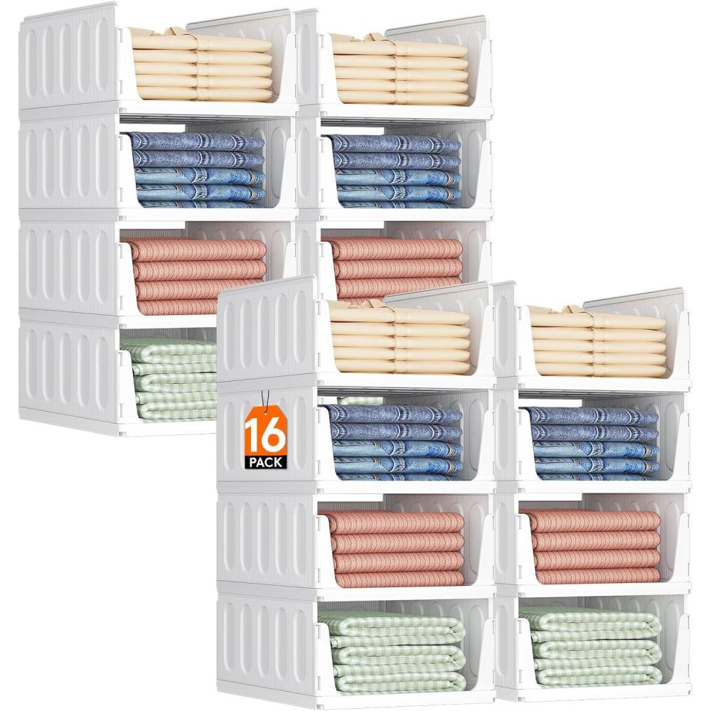 image:imageLifewit 6 Pack Stackable Closet Organizers and Storage Basket for Clothes Plastic Sweater Storage Bins for Wardrobe Multifunctional Pants Organizer for RV Pantry Kitchen Dorm 32 cm126 inchL16