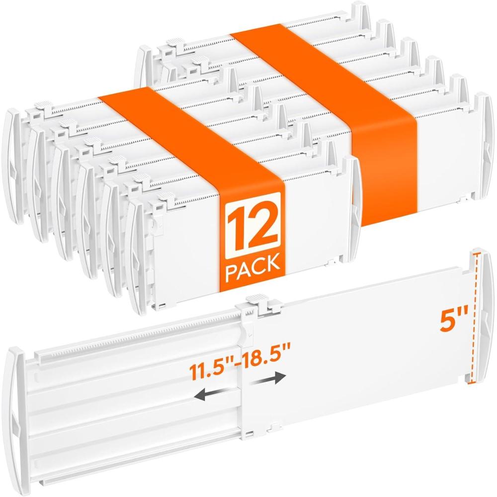 image:imageLifewit 6 Tall 5 Pack Drawer Dividers 3047cm115185 Expandable Drawer Divider for Clothes Adjustable Dresser Drawer Organizers Drawers Separators for DresserBathroomClosetKitchen White12