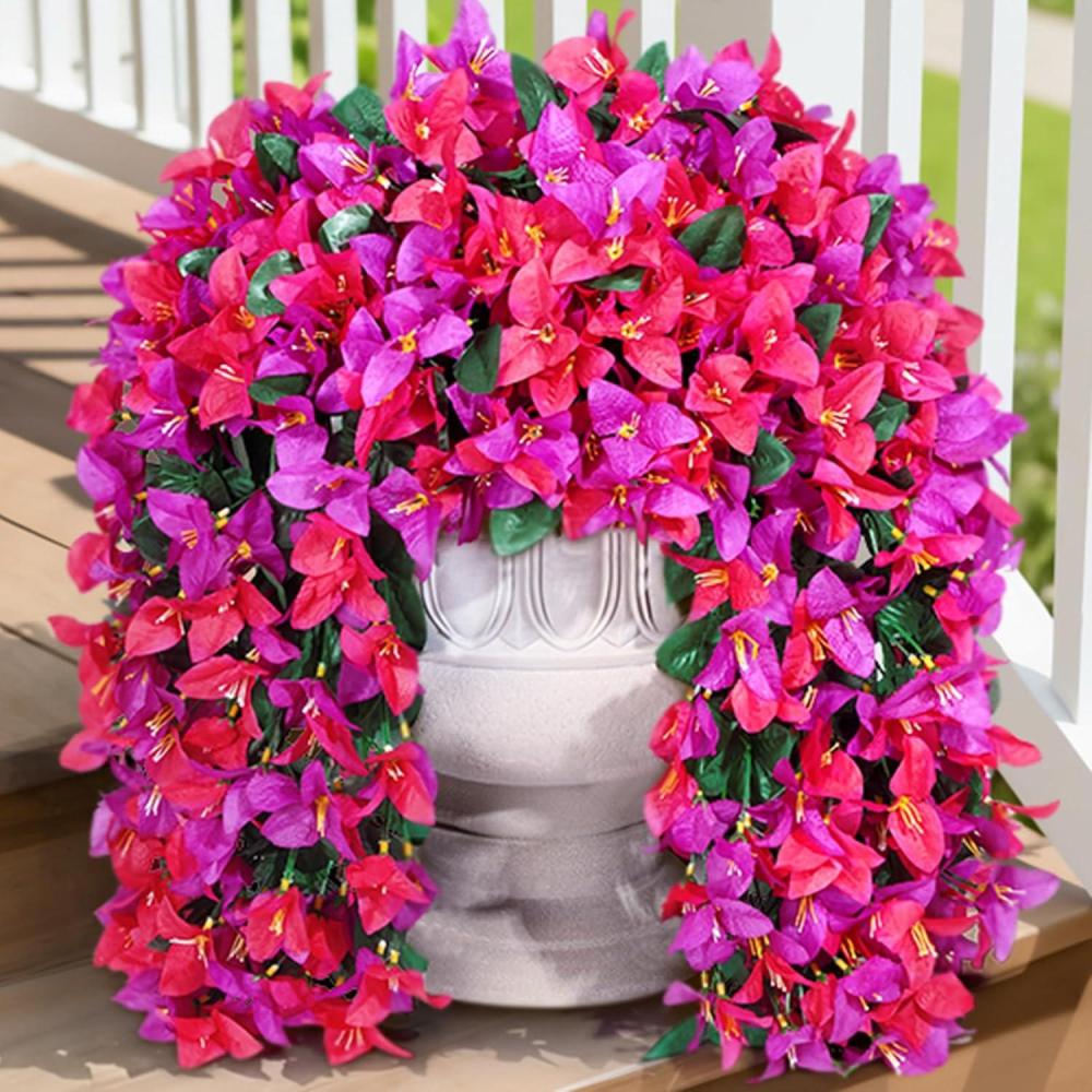 image:imageLifewit Artificial Bougainvillea Flowers 2 PCS Plastic Long Trailing Vines Fake Flowers for Outdoor Indoor Garden Porch Patio Balcony Decor UV Resistant Hot PinkPurple  Hot Pink