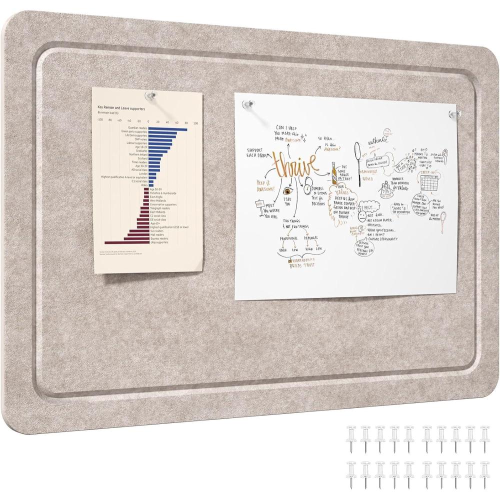 image:imageLifewit Cork Board Alternative 224x 148 Bulletin Board with SelfAdhesive Decorative Felt Pin Board Vision Board Message Board with 20 Pushpins for Office Wall Decor Room Decor Dark Camel