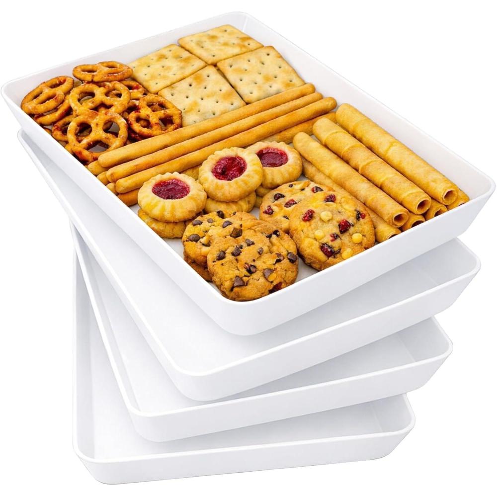 image:imageLifewit Extra Large Plastic Serving Trays 16 x 12 Reusable Food Serving Platters White Catering Trays for Parties Buffet Snacks Fruit Appetizers amp Charcuterie BPAFree Set of 44