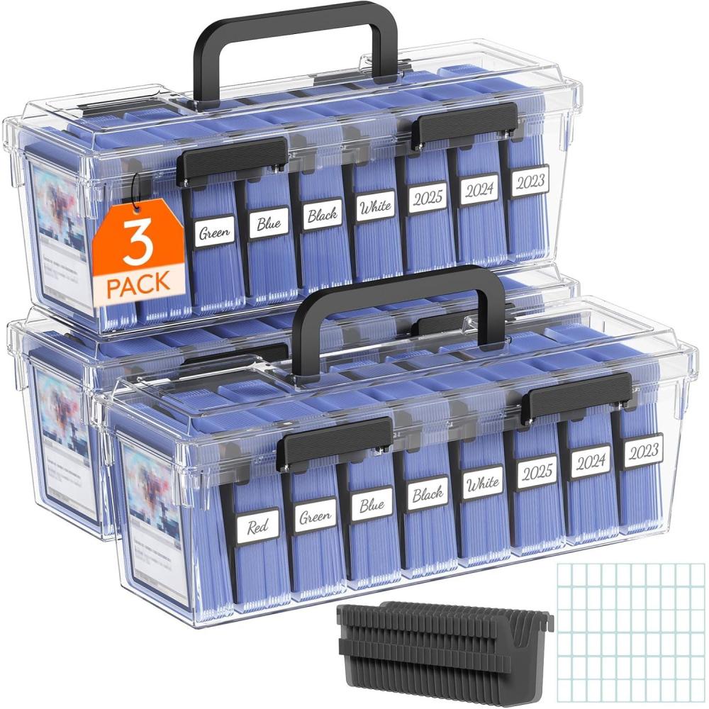 image:imageLifewit Trading Card Storage Index Card Holder Reinforced Latch Box with 8 Adjustable Dividers Writable Labels Stackable Case Fit for MTG Sports Cards up to 900 Unsleeve180 with Toploader 2 PCS3