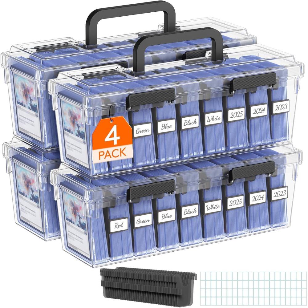 image:imageLifewit Trading Card Storage Index Card Holder Reinforced Latch Box with 8 Adjustable Dividers Writable Labels Stackable Case Fit for MTG Sports Cards up to 900 Unsleeve180 with Toploader 2 PCS4
