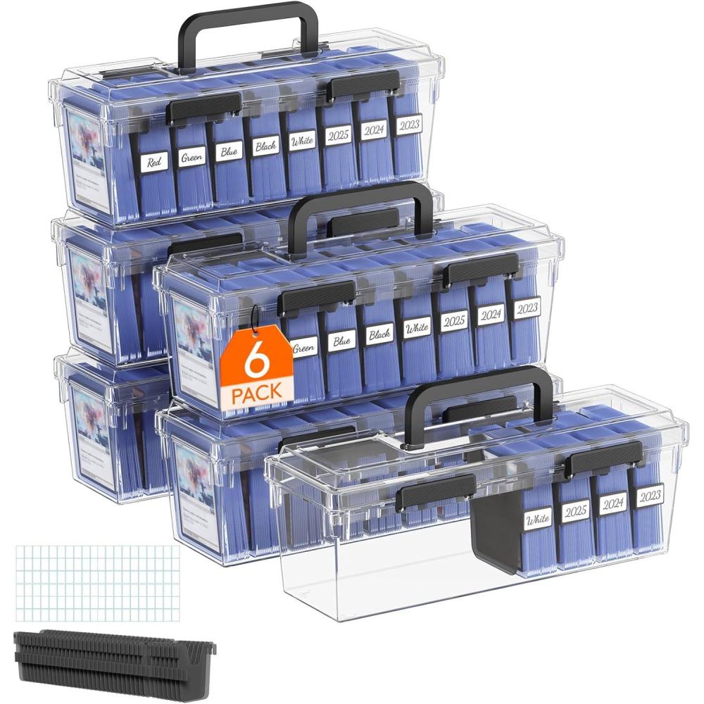 image:imageLifewit Trading Card Storage Index Card Holder Reinforced Latch Box with 8 Adjustable Dividers Writable Labels Stackable Case Fit for MTG Sports Cards up to 900 Unsleeve180 with Toploader 2 PCS6