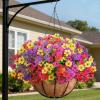 Lifewit 12 Bundles Artificial Hanging Daisy Flowers Baskets for Outdoor Decor, Plastic Fake Flowers for Indoor Garden Porch Patio Balcony, Mix for Fuchsia Purple Yellow Red(4 Mix Color(fuchsia Purple Yellow Red))
