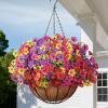 Lifewit 12 Bundles Artificial Hanging Daisy Flowers Baskets for Outdoor Decor, Plastic Fake Flowers for Indoor Garden Porch Patio Balcony, Mix for Fuchsia Purple Yellow Red(4 Mix Color(fuchsia Purple Yellow Red))